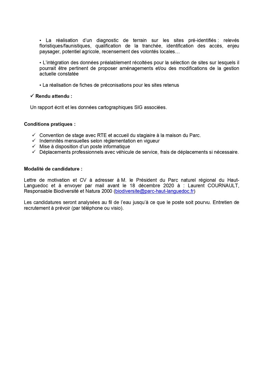 #Recrutement/#stage
Passionné·e d'#environnement et de #nature ?
➡️Le @pnrhl recrute un·e stagiaire "Continuités écologiques et Lignes Haute tension" pour son pôle #biodiversite ! 🌿🦅
Postulez avant le 18 déc. et aidez-nous à préserver l'exceptionnel patrimoine naturel du Parc👇