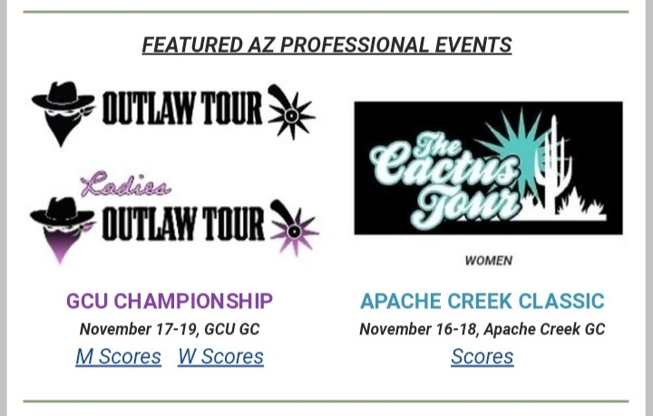 TODAY in #AZGolf it's #AZProGolf 👍 R2 🤠 @OutlawGolfTour 🏌️‍♂️🏌️‍♀️ R3 🌵 @TheCactusTour 🏌️‍♀️ Scores》JOXSports.com #golf