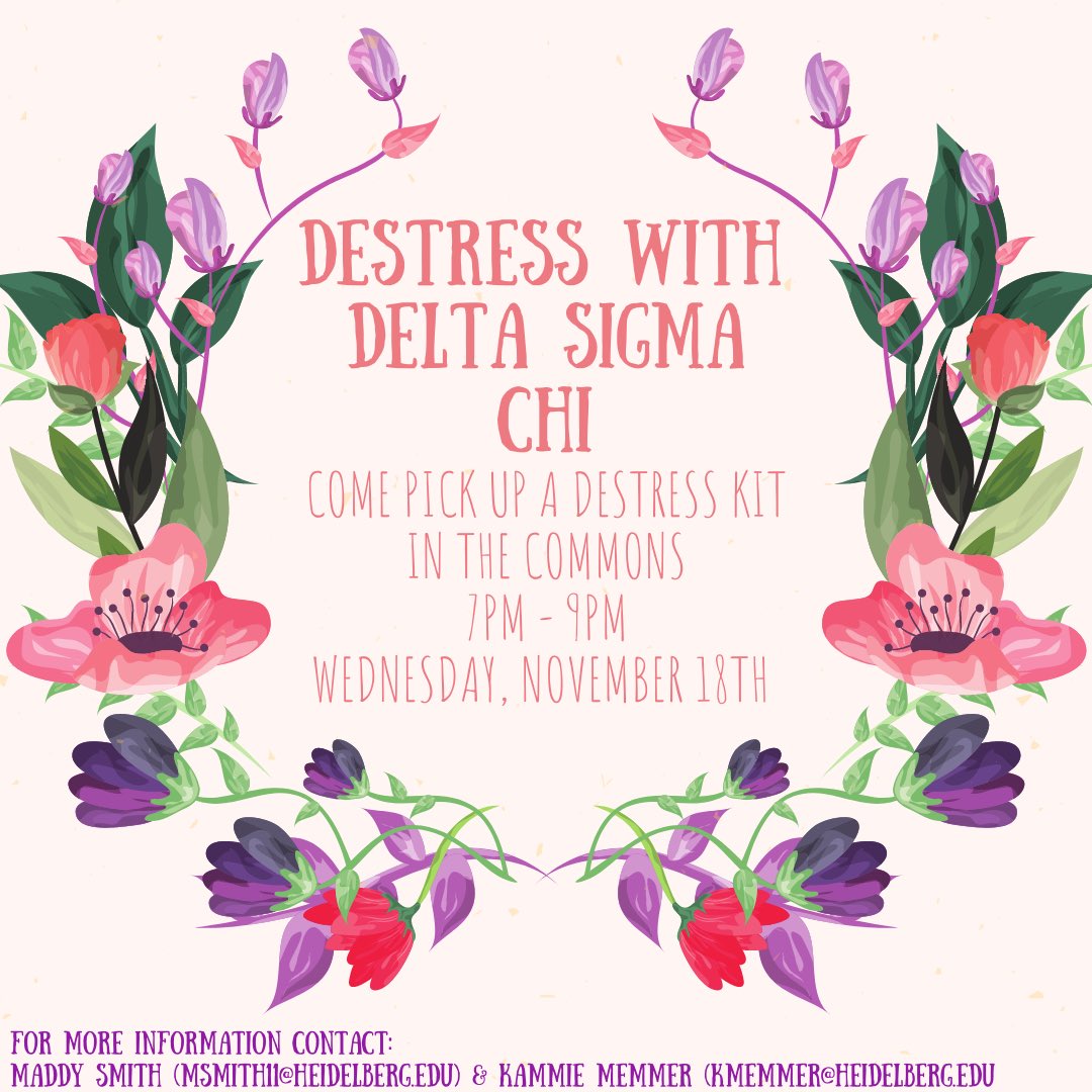 DeltaSigmaChi33's tweet photo. Tonight! Come pick up a destress kit from us tonight in the Commons from 7-9! https://t.co/oWJxgKEVY4