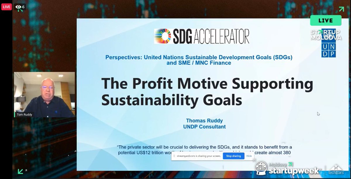 UNDPMoldova's tweet photo. “While many SDG investment opportunities can be found in the affordable housing &amp; healthcare sectors, their inclusion in all business sectors is by far a futuristic reality &amp; will become the core of business processes” – @TomRuddy1 at #startupweek2020. https://t.co/dPkYx3Zc9f https://t.co/BW2F0JUkeZ