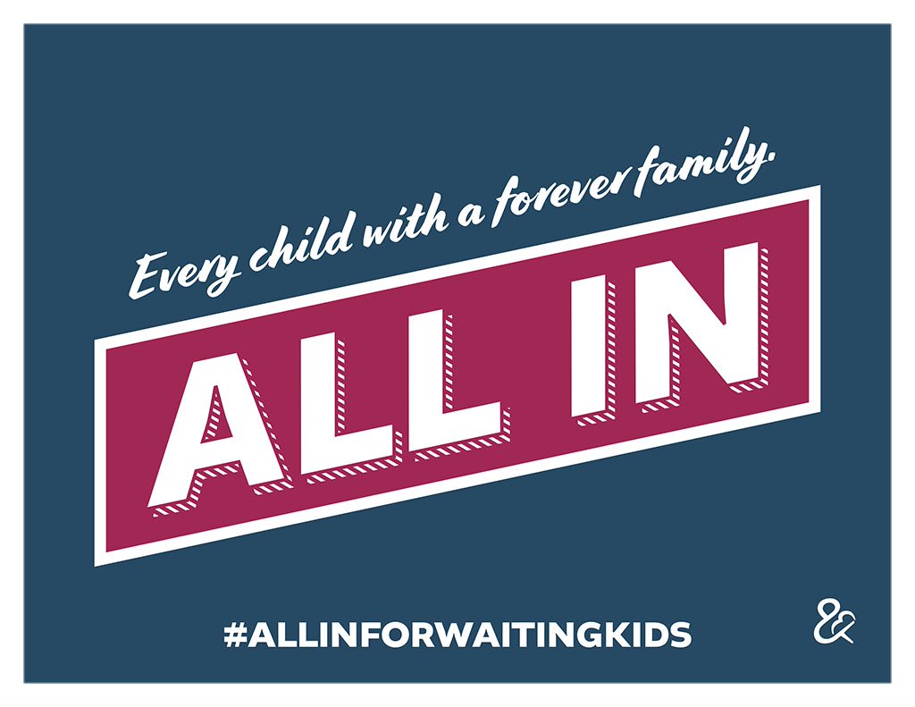 IndianaDCS's tweet photo. We’re ALL IN with @ACFHHS’s ALL-IN Foster Adoption Challenge to help find forever homes for the 122k kids in foster care waiting for adoption! November is #NationalAdoptionMonth - learn more about how you can help make a difference. #ALLINforWaitingKids https://t.co/fBOWiPejev https://t.co/4nIRFJQ5DV