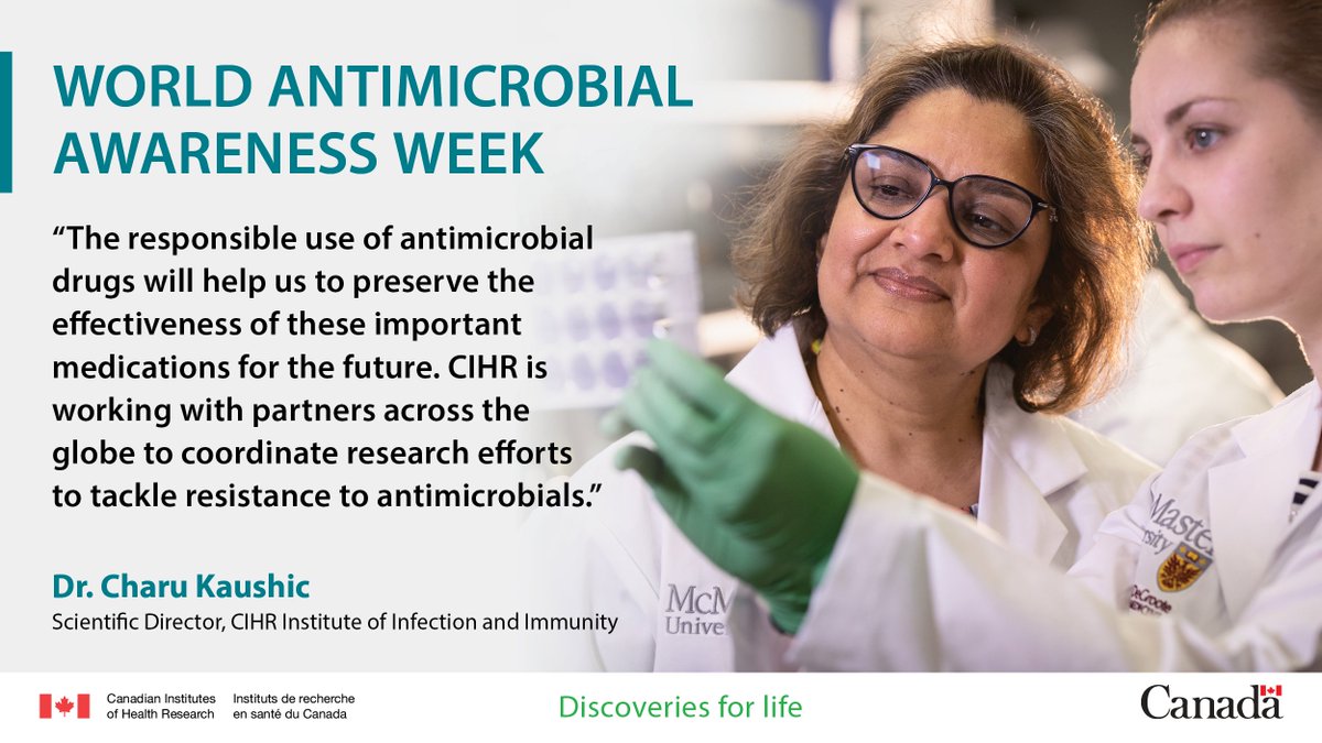 CIHR (@cihr_irsc) on Twitter photo It's World Antimicrobial Awareness Week! 🦠 #WAAW
#AMR #AntibioticResistance <a href="/CKaushic/">Charu Kaushic</a> It's World Antimicrobial Awareness Week! 🦠 #WAAW
#AMR #AntibioticResistance <a href="/CKaushic/">Charu Kaushic</a>