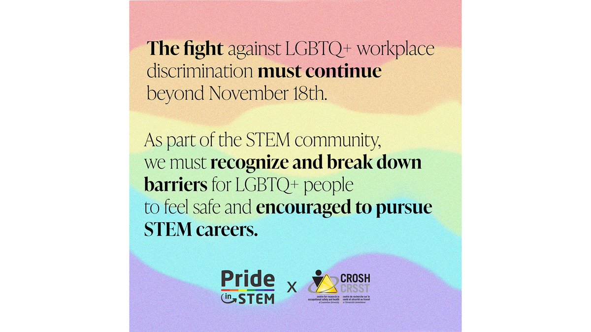 The fight against  #LGBTQ+ workplace discrimination must continue beyond November 18th. As part of the  #STEM community, we must recognize and break down barriers for LGBTQ+ people to feel safe and encouraged to pursue STEM careers.