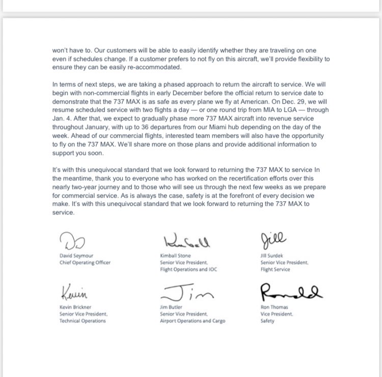 davidshepardson's tweet photo. .@AmericanAir letter on 737 MAX: “if a customer doesn’t want to fly on the 737 MAX they won’t have to” https://t.co/YAGhTOYLna
