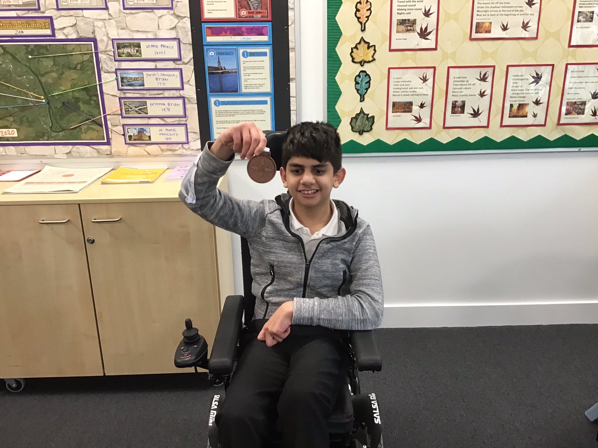 BerthaParkPS's tweet photo. Super congratulations Mo! on your Bronze medal from Scottish Disability Sport for Badminton. #SDS_sport #hwb #achievement https://t.co/3Uw1WoVXY1