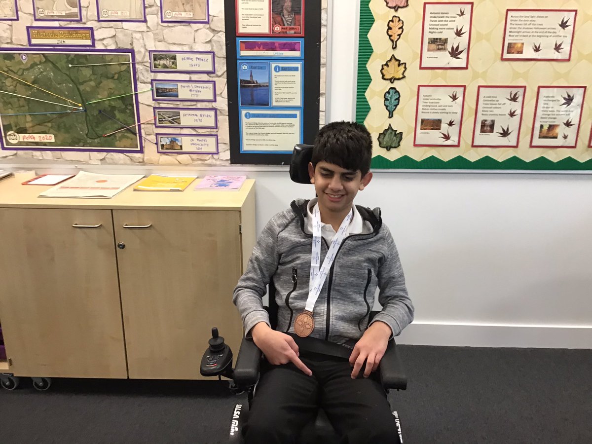 BerthaParkPS's tweet photo. Super congratulations Mo! on your Bronze medal from Scottish Disability Sport for Badminton. #SDS_sport #hwb #achievement https://t.co/3Uw1WoVXY1