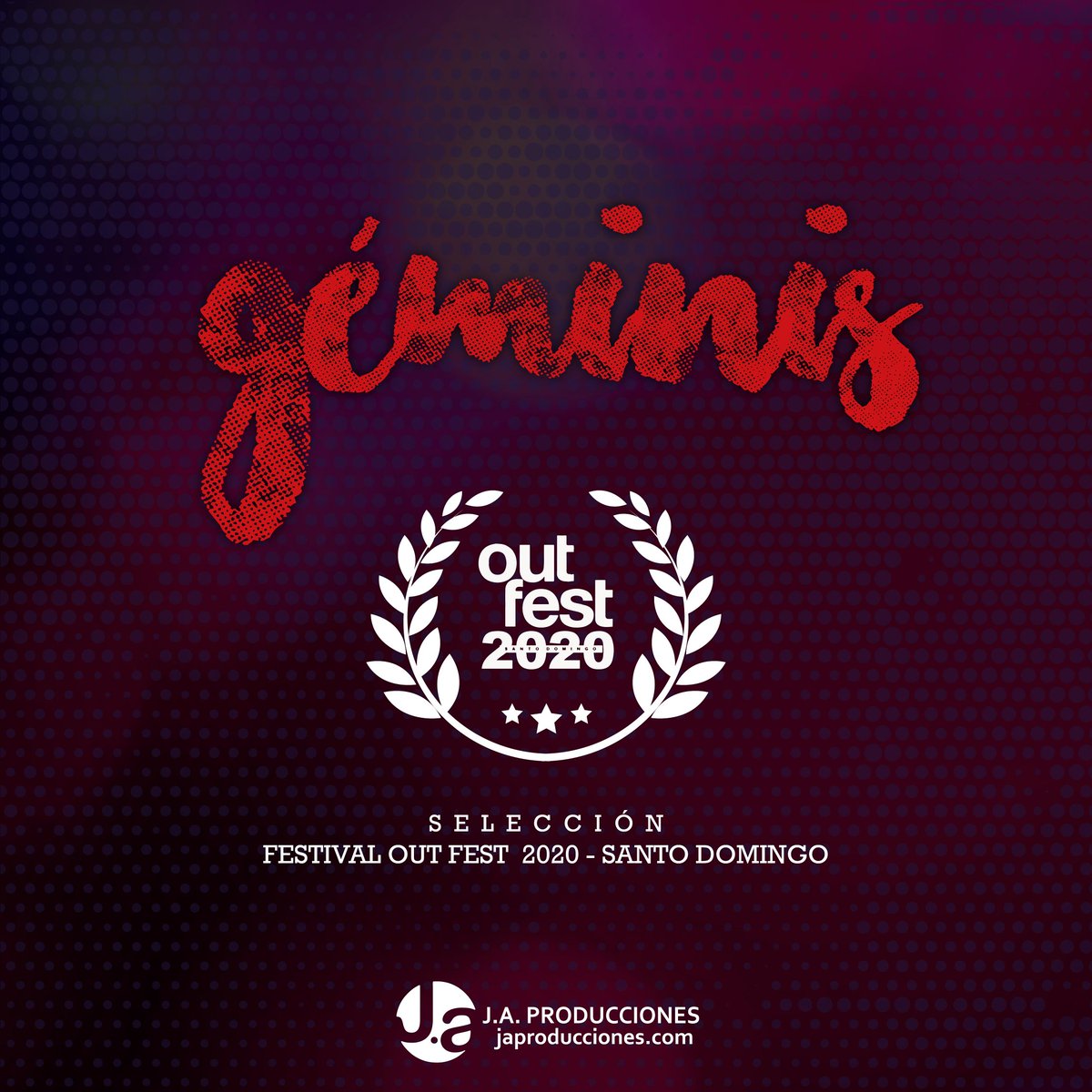📢 Tenemos el placer de comunicarles que nuestro último cortometraje #Géminis ha sido seleccionado en el Festival de Cortometrajes LGTBI Out Fest de Santo Domingo en República Dominicana que se celebrará del 9 al 13 de diciembre. ¡Felicidades a todo ese gran equipo! 🎬💪🏻