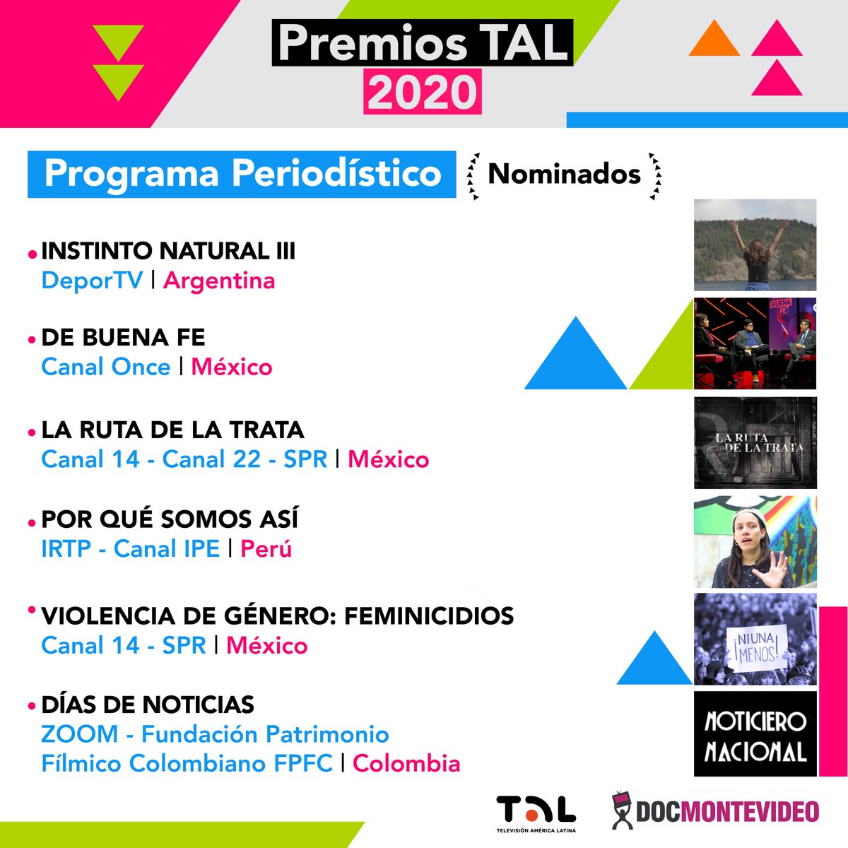 RedTALtv's tweet photo. PremiosTAL2020 | Compartimos los nominados para la categoría Programa Periodístico
@canaldeportv @CanalOnceTV @canalcatorcemx @Canal22 @IPeCanal @CanalZOOMTV
Todos los finalistas en https://t.co/niaRoX0f9H
#premios #premiostal #redtal #televisoraspublicas #programaperiodistico https://t.co/IBRVFBT7he