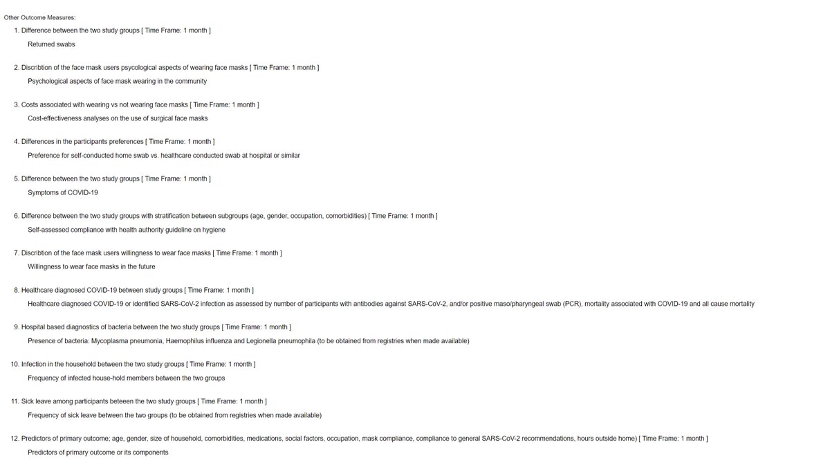 it looks to me like they nerfed this study.the protocol had a significant number of measures for adverse events:bacteria, psychological, full healthcare, sick leave, infection in the household, other hospital diagnostics, etc.NONE are included in the study.