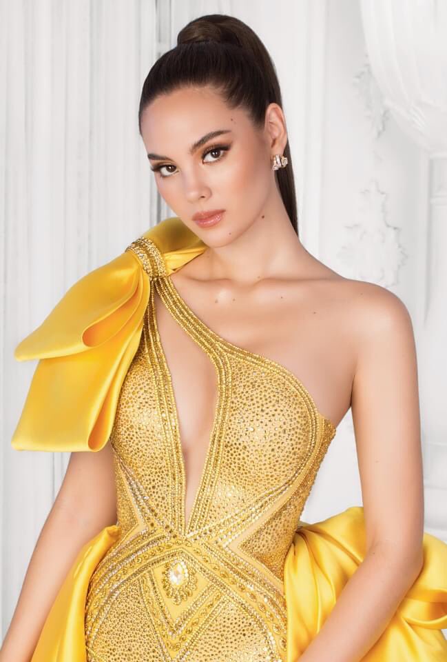 catriona gray gold dress Catriona Gray | Dedication post to this beautiful custom gown by the amazing @biji_la_maison I first wore @biji_la_maison during the first visit to SA