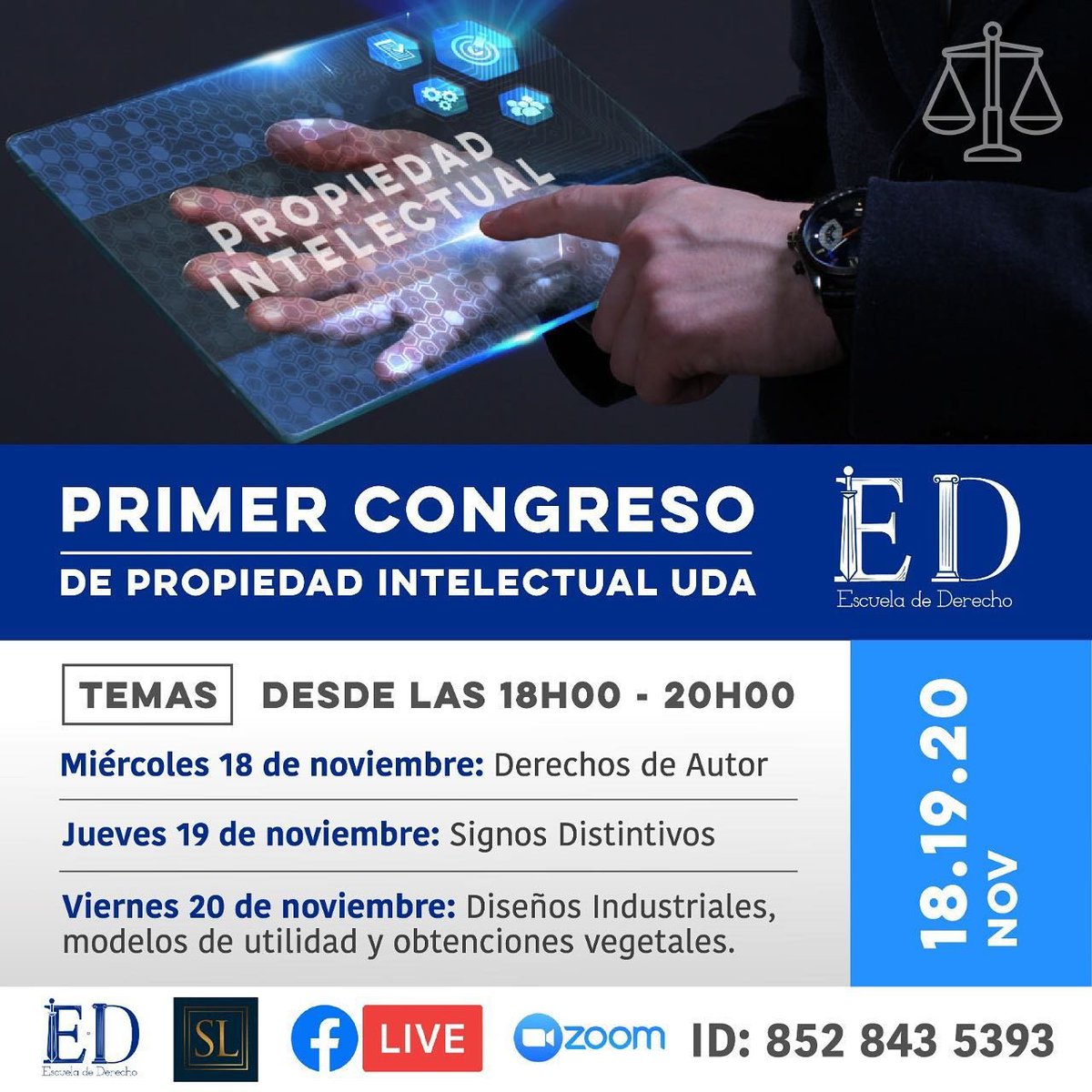 LEXIM NEWS📰| Nos complace comunicar que nuestra socia María de los Ángeles Lombeyda será parte del 1er Congreso de #PropiedadIntelectual, organizado por la Escuela de Derecho la <a href="/uazuay/">UniversidaddelAzuay</a> , con una charla sobre Introducción a los diseños industriales
📅 20 de noviembre
🕕 18:05
↘️