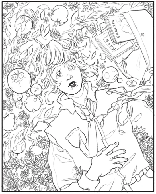sexy lineart so you can see how much I suffered also no one knew most of the circles were mushrooms so that was an L for me 