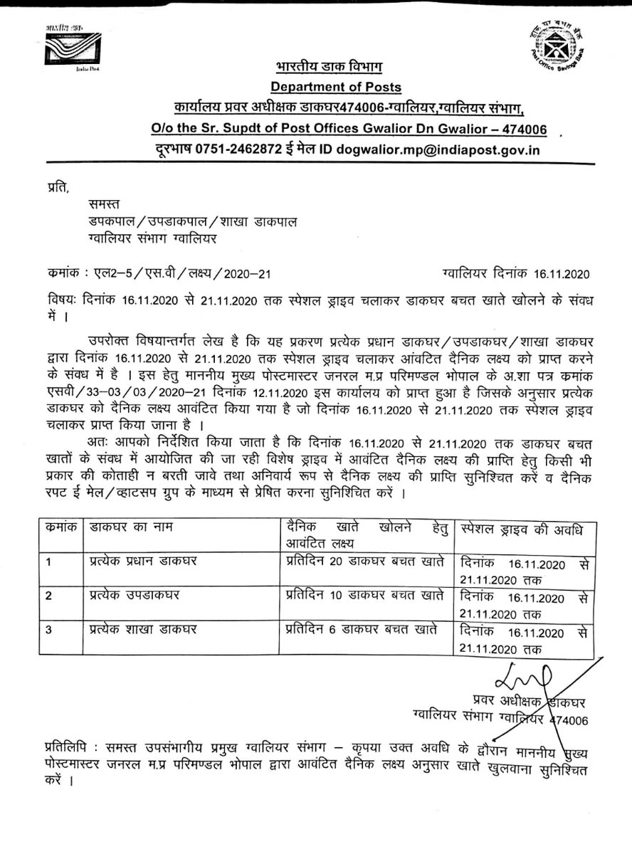 खाते ना खोलने पर बेतन काटने की धमकिया डाक विभाग में आज कल आम बात हो गयी हैं pmg के आगमन पर,नौ दुर्गा मे जबरदस्ती खाते खुलाये गये एक मजबूर gds क्या करे आप ही बताये कभी so, ho के कर्मचारियों को ऐसी धमकी देते नही देखा क्या gds के लिये ही टार्गेट बने है
<a href="/rsprasad/">Ravi Shankar Prasad</a> <a href="/IndiaPostOffice/">India Post</a>