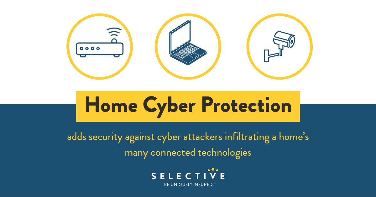 Selective's tweet photo. Protect your family with Selective's Home Cyber Protection. 💻✔️ If you fall victim to cyber crime, this coverage could help you cover the costs of recovery.  To learn more, contact your independent agent today or find one here: https://t.co/5S0JCnZ3l5 https://t.co/cOTsmpRlpa