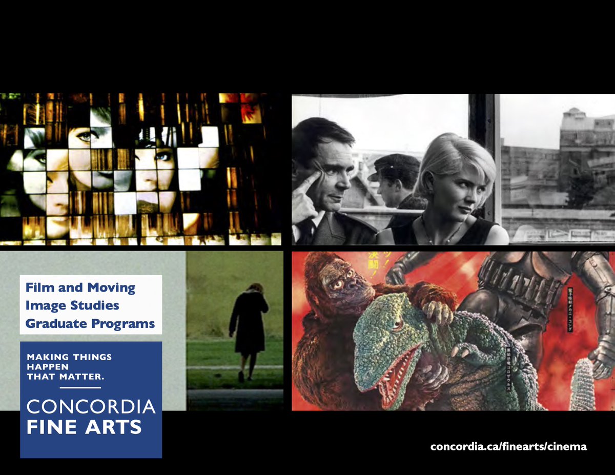 msteinbrg's tweet image. Prospective MA and PhD students: Please consider applying to Concordia Film &amp;amp; Moving Image Studies! Excellent programs, fantastic research environment, world-renown profs, and Montreal, a vibrant film city. Competitive funding. Do apply! Profs, please RT &amp;amp; advise students
