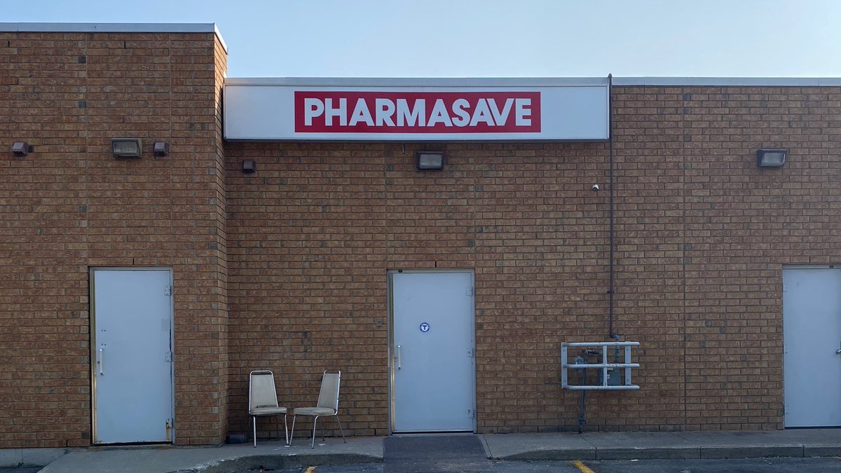 Illuminated sign cabinet completed for Pharmasave location  #Calibre_signs #signage #buildingsigns #whitbysigncompany