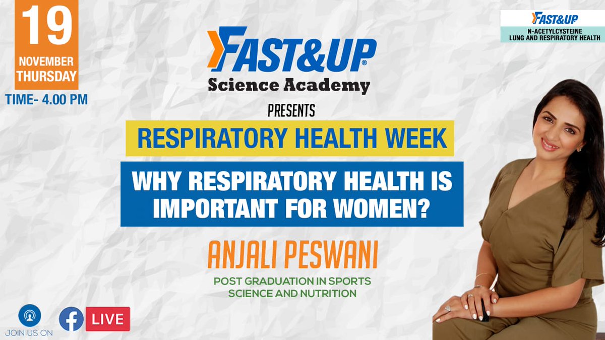 FastandUp_India's tweet photo. Women are equally prone to lung diseases as men. It's time that we make the right noise and help women understand the importance of Respiratory Health.

Tune-in live at 4 pm to know more about 'Importance of Respiratory Health for Women' by @AnjaliPeswani

#RespiratoryHealthWeek https://t.co/LYxEen914E