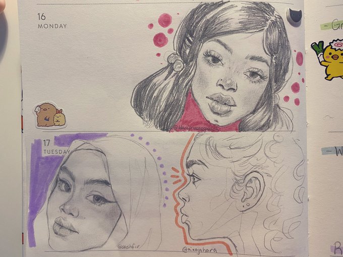 planner sketches because sometimes i forget to write on certain days and i don't like the empty space :) ?? 