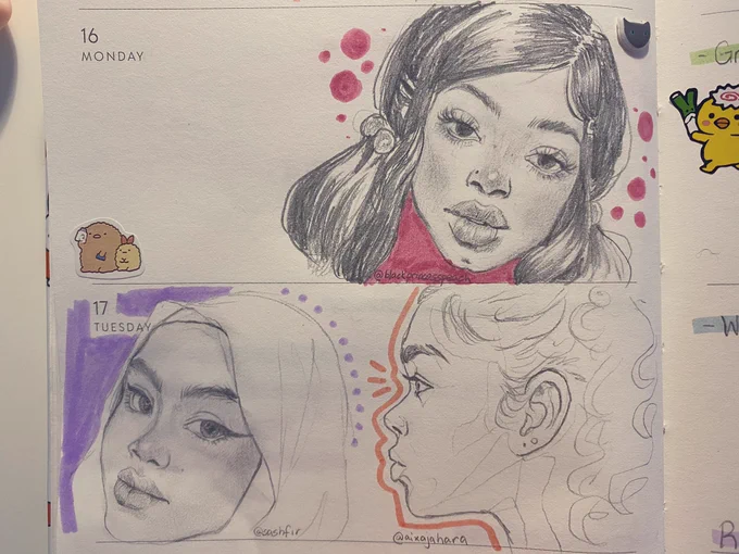 planner sketches because sometimes i forget to write on certain days and i don't like the empty space :) ?? 