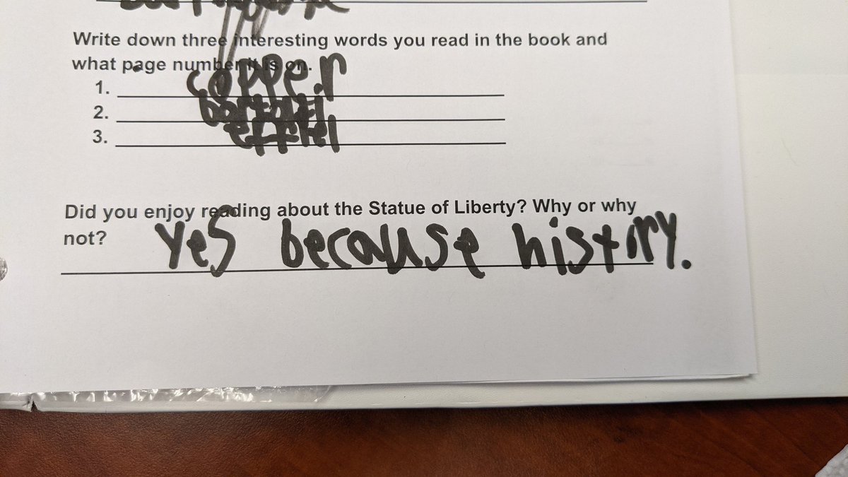 nchistorynerd's tweet photo. Checking Charlie's homework and I couldn't be prouder of his response to the final question. #BecauseHistory https://t.co/jOnUHySTzb