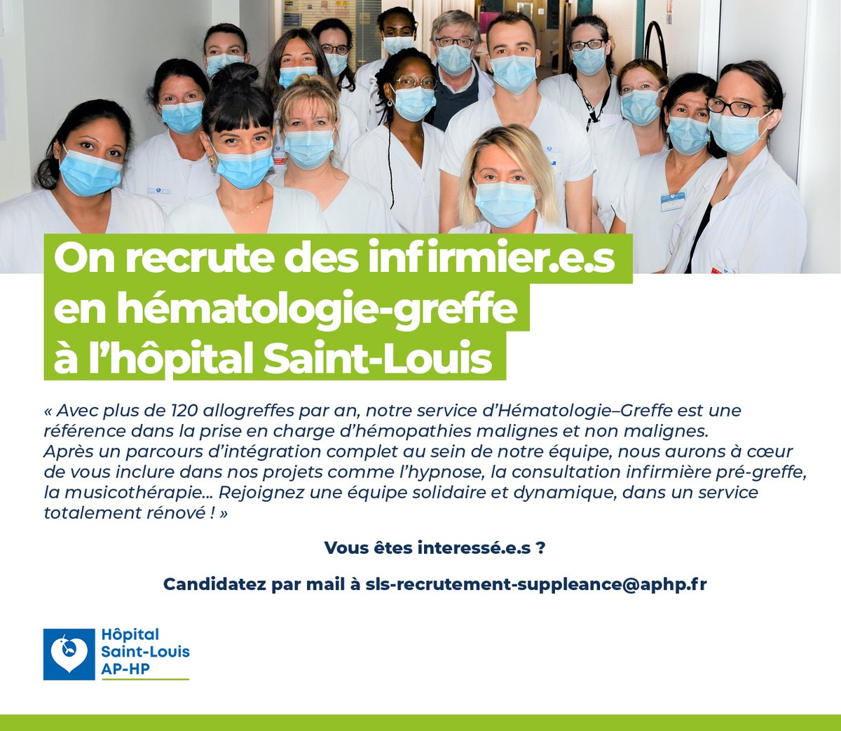Hopital Saint Louis Ap Hp On Twitter Recrutement Vous Etes Infirmier E Et Souhaitez Integrer Les Equipes Du Service D Hematologie Greffe A L Hopsaintlouis Aphp Rejoignez Nous Candidatez Sur Sls Recrutement Suppleance Aphp Fr Nos