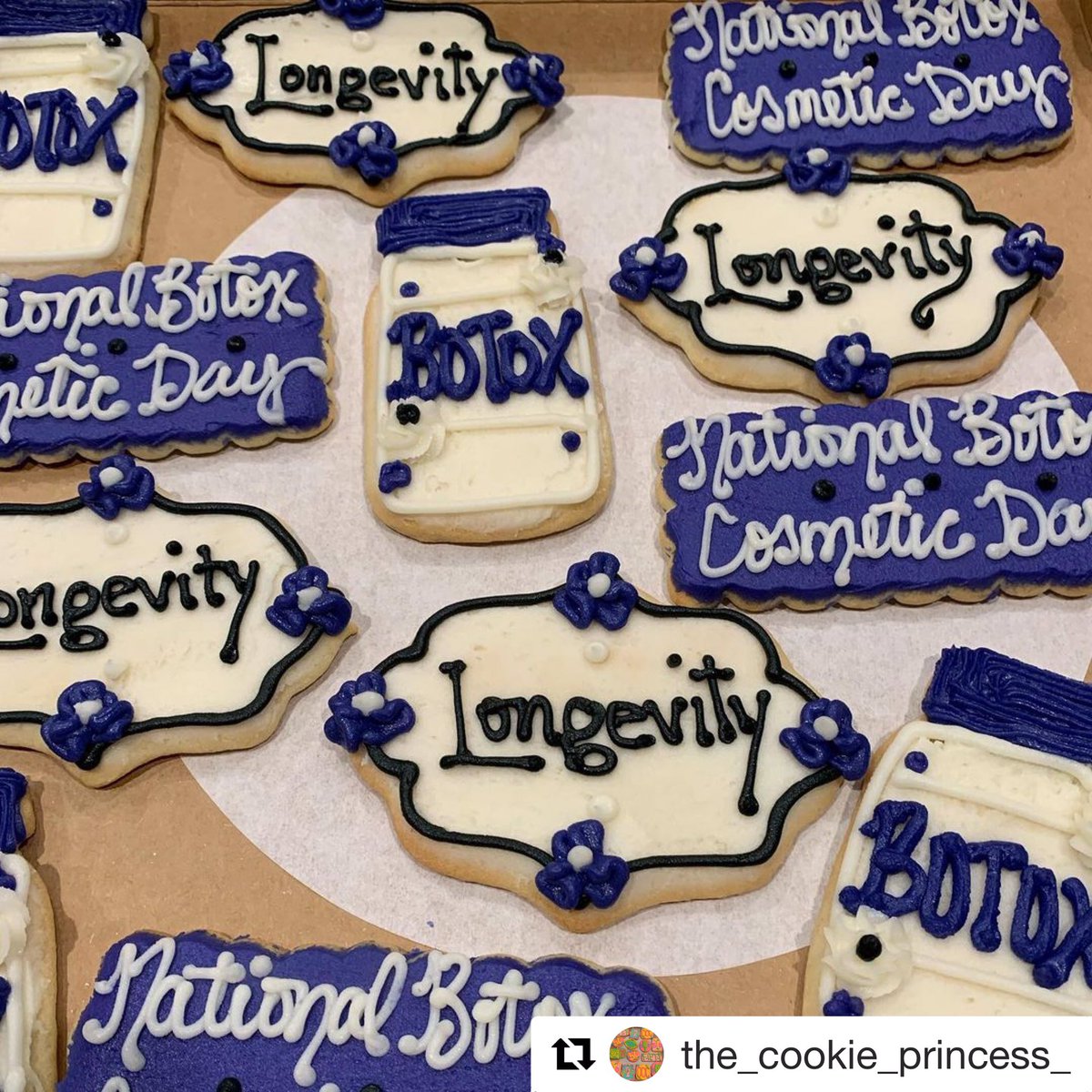 longevityok's tweet photo. A HUGE shoutout to #TheCookiePrincess for making us these delicious and adorable cookies for #BotoxCosmeticDay! 

Swing by today to grab yourself a tasty treat, and Botox for only $9 a unit!! https://t.co/1WUPfnx9Cy