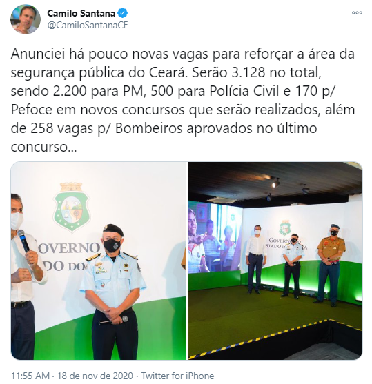 saiuedital's tweet photo. 😱Governador anuncia novos concursos para a Segurança Pública no Ceará:
👥PM-CE: 2.200 vagas;
👥PC-CE: 500 vagas;
👥CBM-CE: 258 vagas;
👥PEFOCE: 170 vagas.
#pcce #pmce #pefoce #cbmce #nomenalista #concursopúblico #concurso https://t.co/tTUP4sw4Xm