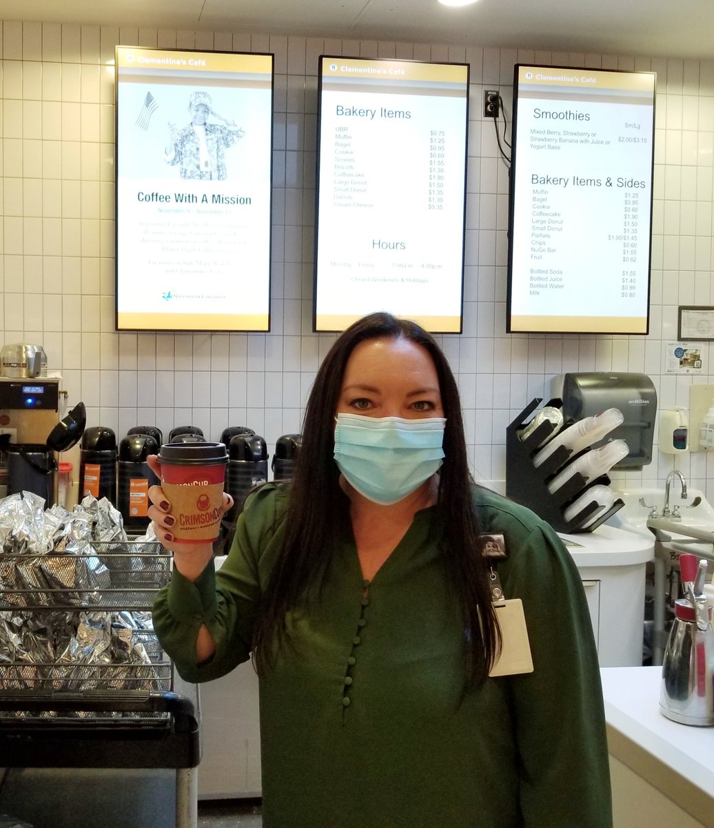 SusanDoud's tweet photo. Thank you @crimsoncup for your generous support of our #Veterans this past week. 3167 cups of coffee sold @nationwidekids means a donation of $791.75 to #HonorFlight in Columbus. Coffee mission accomplished! #MilitaryNCH https://t.co/AHoQXwNJJD