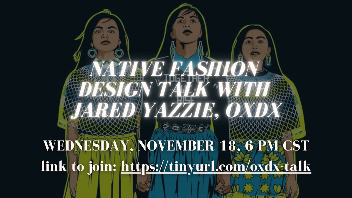 uwmadisonarts's tweet photo. Meet designer Jared Yazzie, founder of the Diné-owned fashion label OXDX, in a virtual artist talk tonight at 6 p.m. Learn about Jared’s work, as well as cultural appropriation in fashion. https://t.co/t43S1EcLtX #NationalNativeAmericanHeritageMonth https://t.co/ZjQL7KSKQi