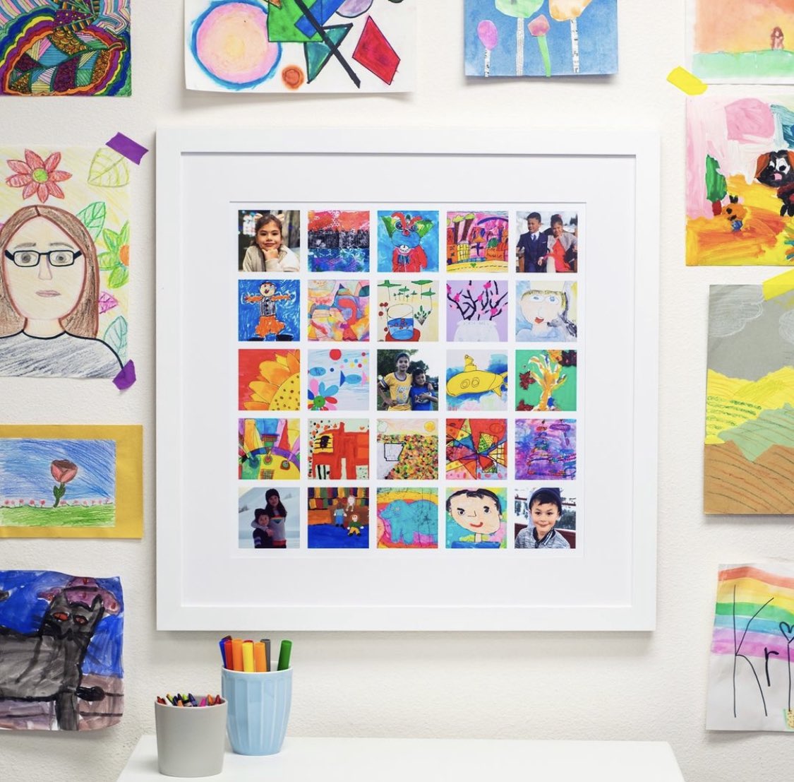 This holiday let us turn all that kid art into a keepsake book or one of these custom-framed mosaic prints!