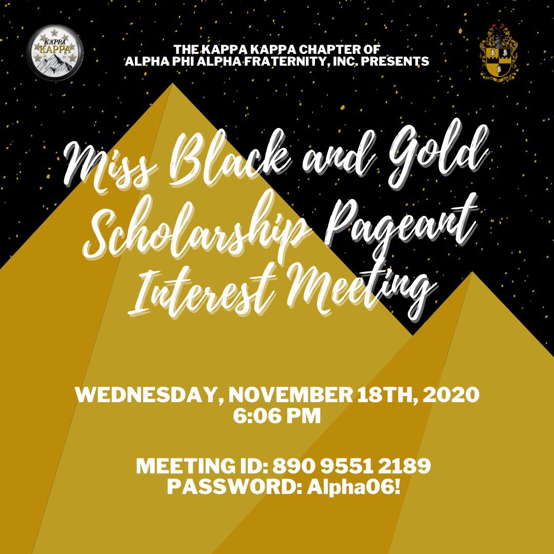 Do you walk the walk? Can you talk the talk? Do you think you have what it takes to be the next Miss Black and Gold?
•
•
Join us at the informational to learn about how you can become the queen. Tonight at 6:06 PM.