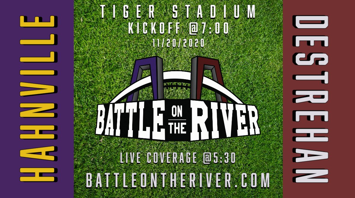 It's 🏈 Rivalry Week in St. Charles Parish! <a href="/DHSWildcats/">Destrehan High</a> will visit <a href="/HHS_Football/">Hahnville Football</a> on Friday at 7 PM. Ticket booth and gates open at 5:30 p.m. 🎟️ Tickets are $8. Fans must wear a face covering and follow social distancing guidelines. 👀Watch 🎬 live at battleontheriver.com!