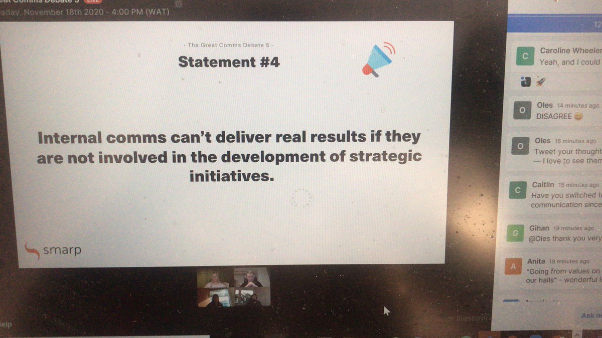 I will say Internal Comms can help deliver BETTER results if they are involved in the development of strategic initiatives #GreatCommsDebate