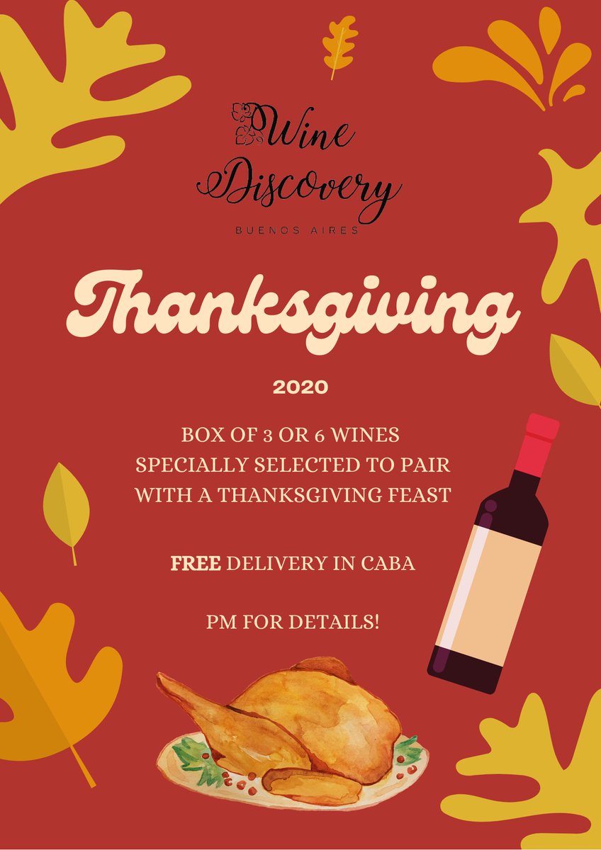 We have selected 3 wines specially with Thanksgiving in mind. They also pair wonderfully with a BBQ if it's too hot to have your oven on for 6 hours!
PM for more details

#Thanksgiving #buenosaires #Malbec #Argentina