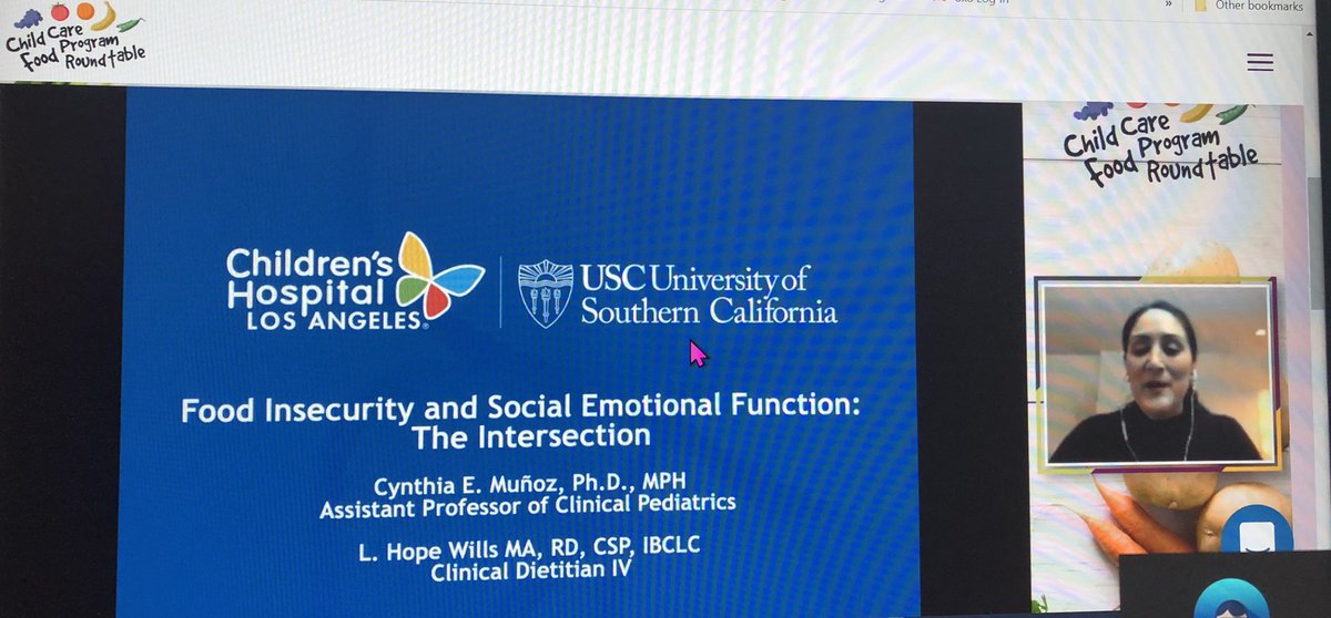 TalaveraTerry's tweet photo. Early start at the CCFP Roundtable Conference.  The Intersection of Social-Emotional Wellness and Food Security. -- Cynthia Munoz, PhD, MPH #cacfp2020 https://t.co/U23BbFxYVk