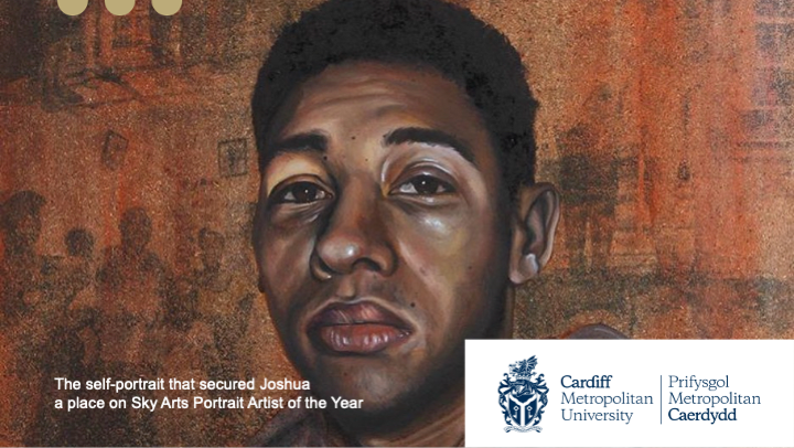 👀 Tonight the incredibly talented Joshua Donkor, a recent graduate of <a href="/CardiffMetCSAD/">Cardiff School of Art & Design</a>, will compete for the coveted title of Portrait Artist of the Year.

His self portrait👇secured his entry, and now we're keeping everything crossed for tonight.

📺8.00pm, <a href="/SkyArts/">Sky Arts Awards</a> 
🤞Pob lwc