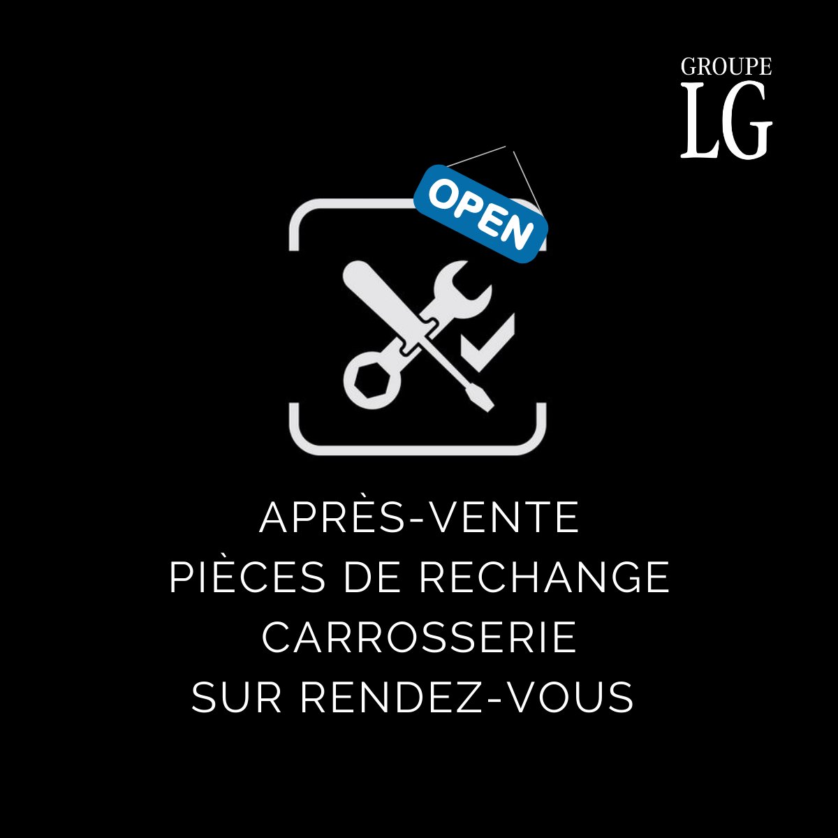 Prenez soin de vous, nous prenons soin de votre véhicule. 
🧰🔧 NOS ATELIERS SONT OUVERTS !
✅ Nous vous accueillons dans le respect le plus strict des mesures sanitaires en vigueur.
📅 Prenez rendez-vous maintenant ou posez-nous une question : bit.ly/38SD2pQ

#groupelg