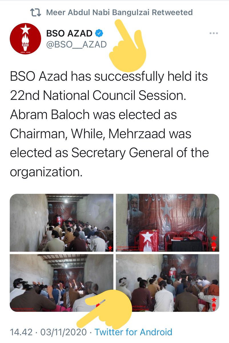 Now the same terrorist commander based in Afghanistan is congratulating BSO-Azad, working under ground in Pakistan just minutes after election of BSO-Azad’s new head.Note how he praises on-ground “REMARKABLE SERVICES” of BSO-Azad in recruiting “organizing baloch students”./6