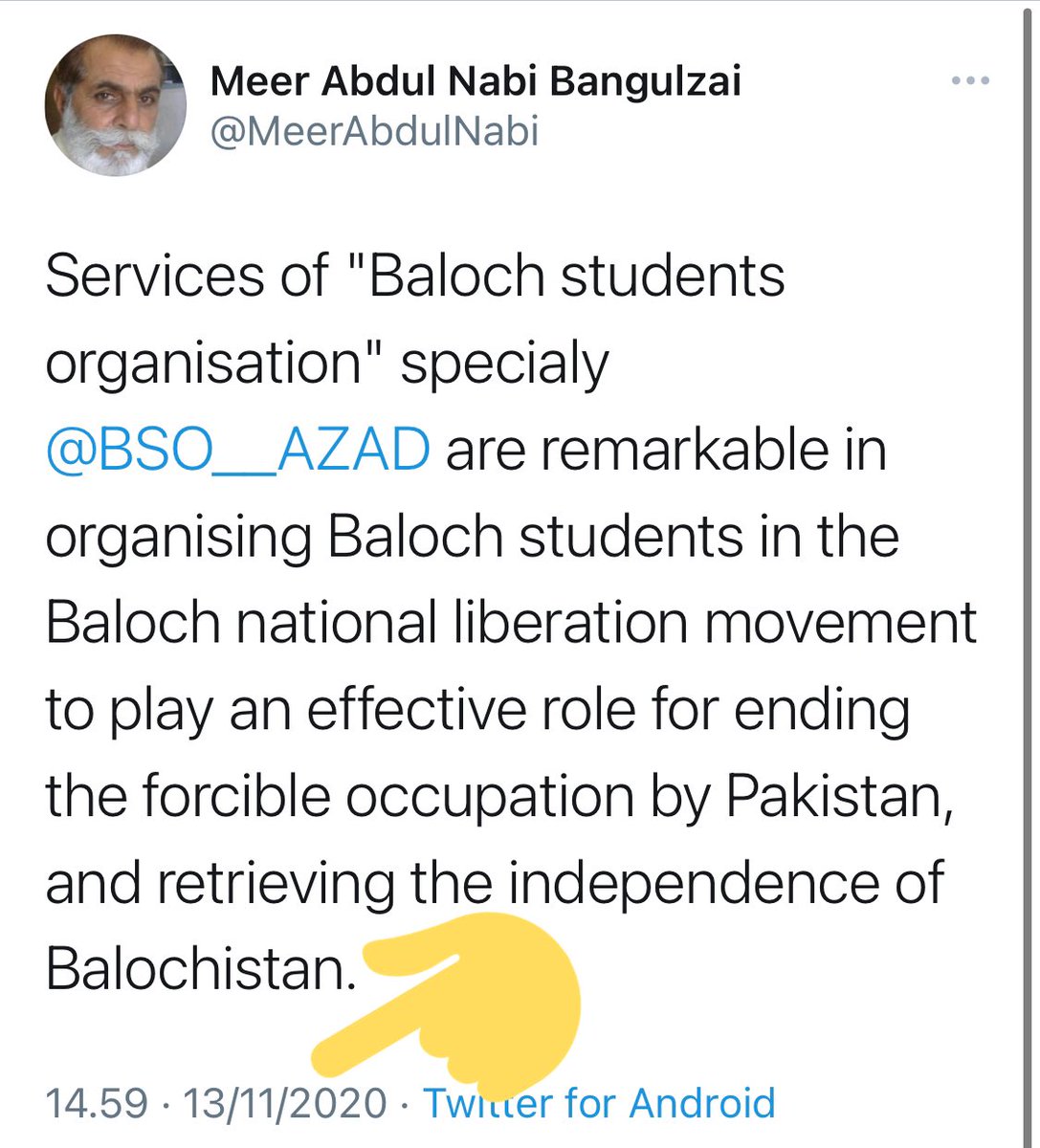 Now the same terrorist commander based in Afghanistan is congratulating BSO-Azad, working under ground in Pakistan just minutes after election of BSO-Azad’s new head.Note how he praises on-ground “REMARKABLE SERVICES” of BSO-Azad in recruiting “organizing baloch students”./6