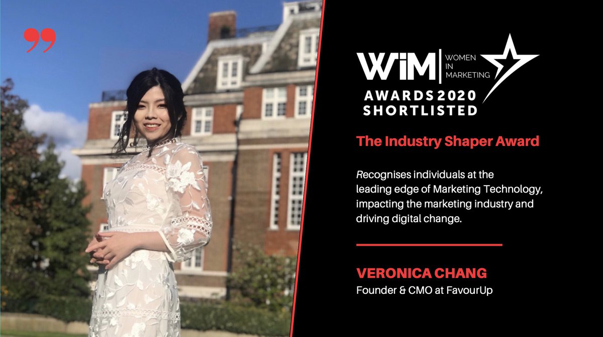 Truly honoured to have been shortlisted for The Industry Shaper Award at the <a href="/WomeninMarketin/">Women In Marketing</a> 2020. 
We at <a href="/FavourUp/">FavourUp</a> aim to bring together a technology ecosystem that seamlessly bridges online and offline for brands in order to avoid fragmentation of regulation in #TechForGood.