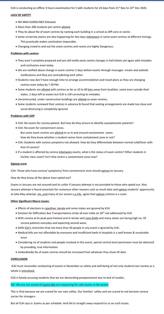 ___Happysoul__'s tweet photo. Respected @nsitharaman
Mam @nsitharamanoffc
Im a CA students writing to you on behalf of myself &amp; fellow CA aspirants.Plz take a look at our concerns &amp; help us for our safety.
#ICAI_DENIES_SAFETY
#ICAI_DENIES_JUSTICE #ICAI_DENIES_EQUALITY #ICAI_DENIES_REALITY
#ICAIdeniescorona https://t.co/KXkAp6ES51