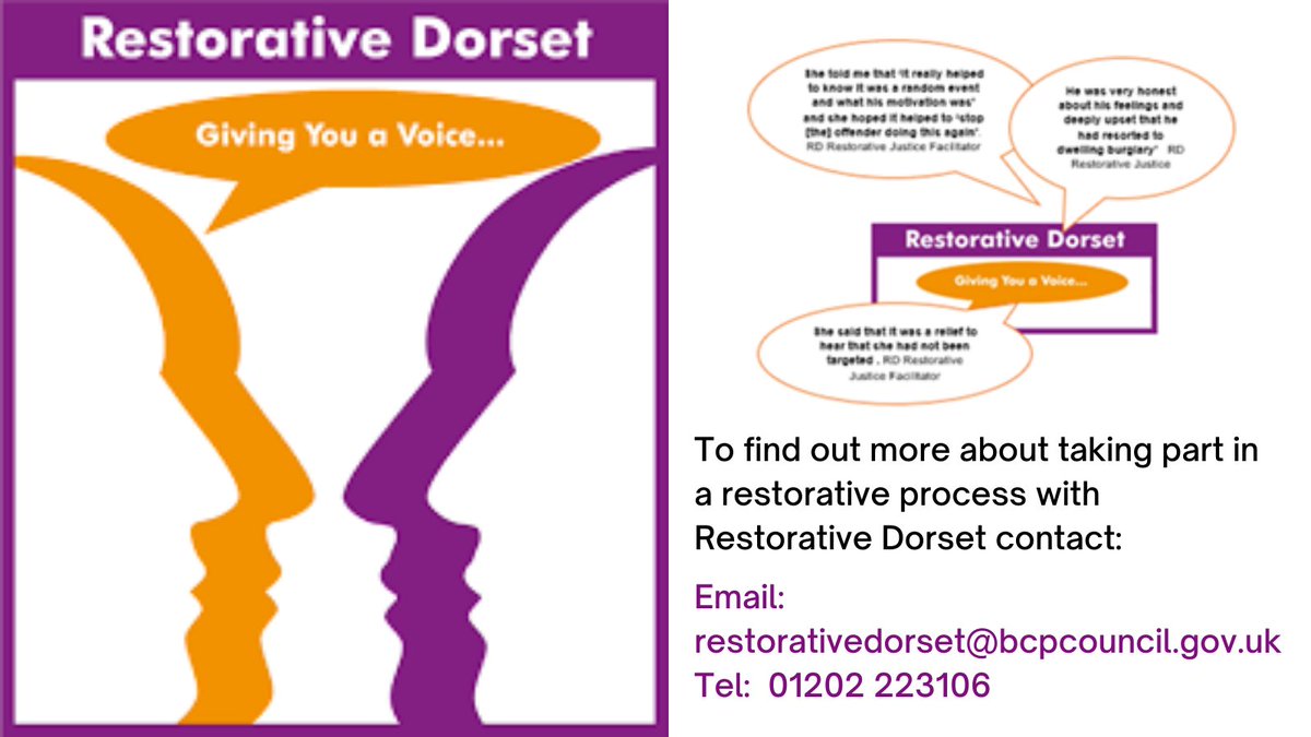 Experienced harm? Responsible for causing harm?
Need answers? Want to repair some of the harm you have caused?
Imagine communicating with the other person –  find out more about how you can do this.

<a href="/dorsetpolice/">Dorset Police</a> 
<a href="/BCPCouncil/">BCP Council</a>
<a href="/DorsetCouncilUK/">Dorset Council UK</a> 
<a href="/Victimsbureau/">Dorset Police Victims' Bureau</a> 
<a href="/PCCDorset/">Dorset PCC</a>