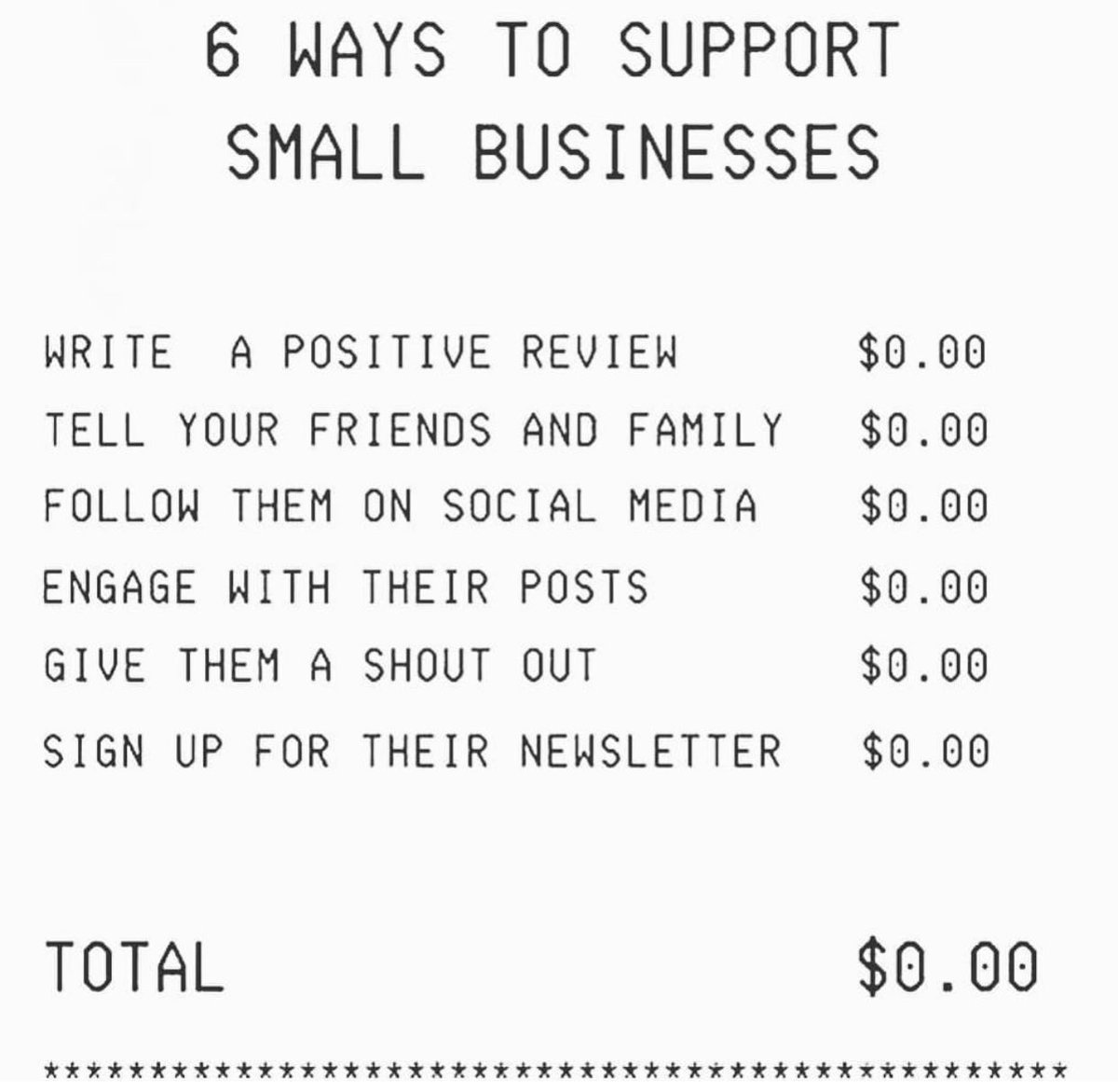 Just a few free ways to support your favorite small businesses ❤️
 
#shoplocal #shopsmall 
credit: ig @ sustainablefashionforum