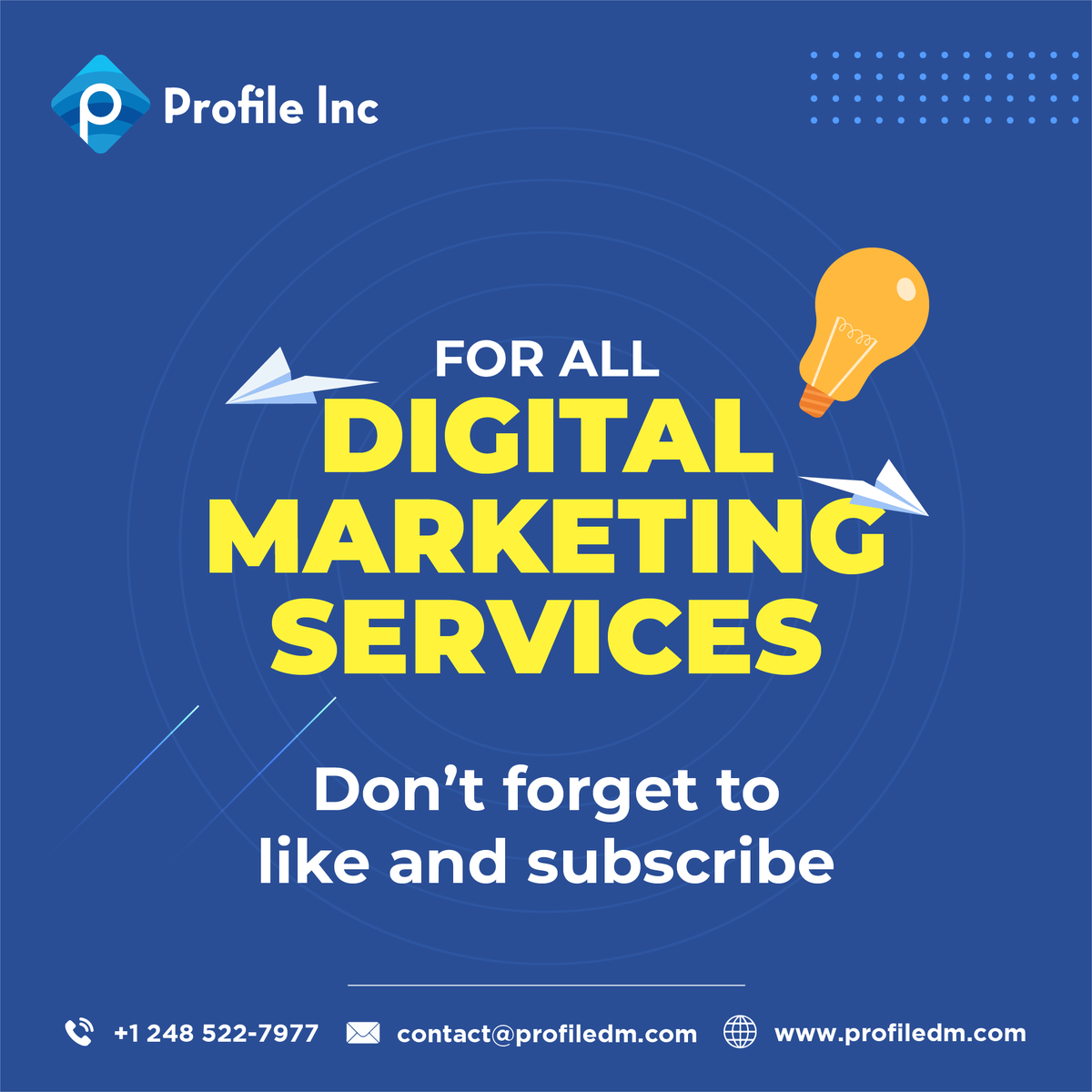inc_profile's tweet photo. Brighten Up your #Brand
With 
#DigitalMarketing
#WebDesigning
#GraphicDesigning

Now want to know more about our Digital Services
Call us at Telephone receiver +12458522-7977 or contact@profiledm.com

 #SEO #LocalSEO #Branding #searchengine #getseo #getseosolution https://t.co/hcsxhpKcWL