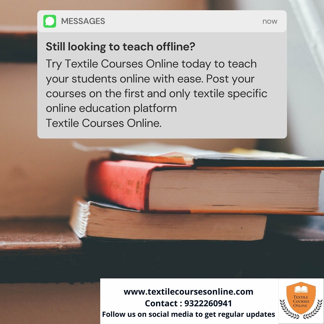 TextileCourses's tweet photo. Your search for a platform that offers you to teach Textile Courses ends! 
Sign up now and spread your knowledge through our platform. 
https://t.co/beaRrz2Jgz
Contact: 9322260941
#textilecourses #onlineplatform #education #educationplatform #signupnow #teach #learn #visitlink https://t.co/XMRUmrCVll