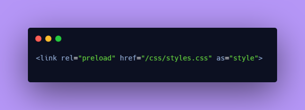 5. Use preload and HTTP/2 pushThe preload resource tells browsers to fetch resources earlier. To give your CSS a head start, set it as a link tag in your document like this: