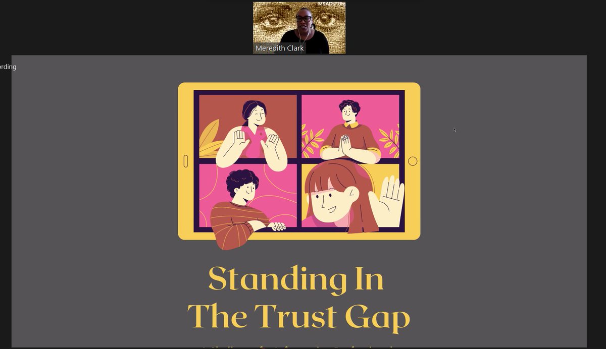 LakeIMMS's tweet photo. Dr. Meredith Clark discusses how libraries stand in the trust gap when credibility from institutions have been lost.  #CoreForum2020 #conference https://t.co/CO6bUU2xjZ