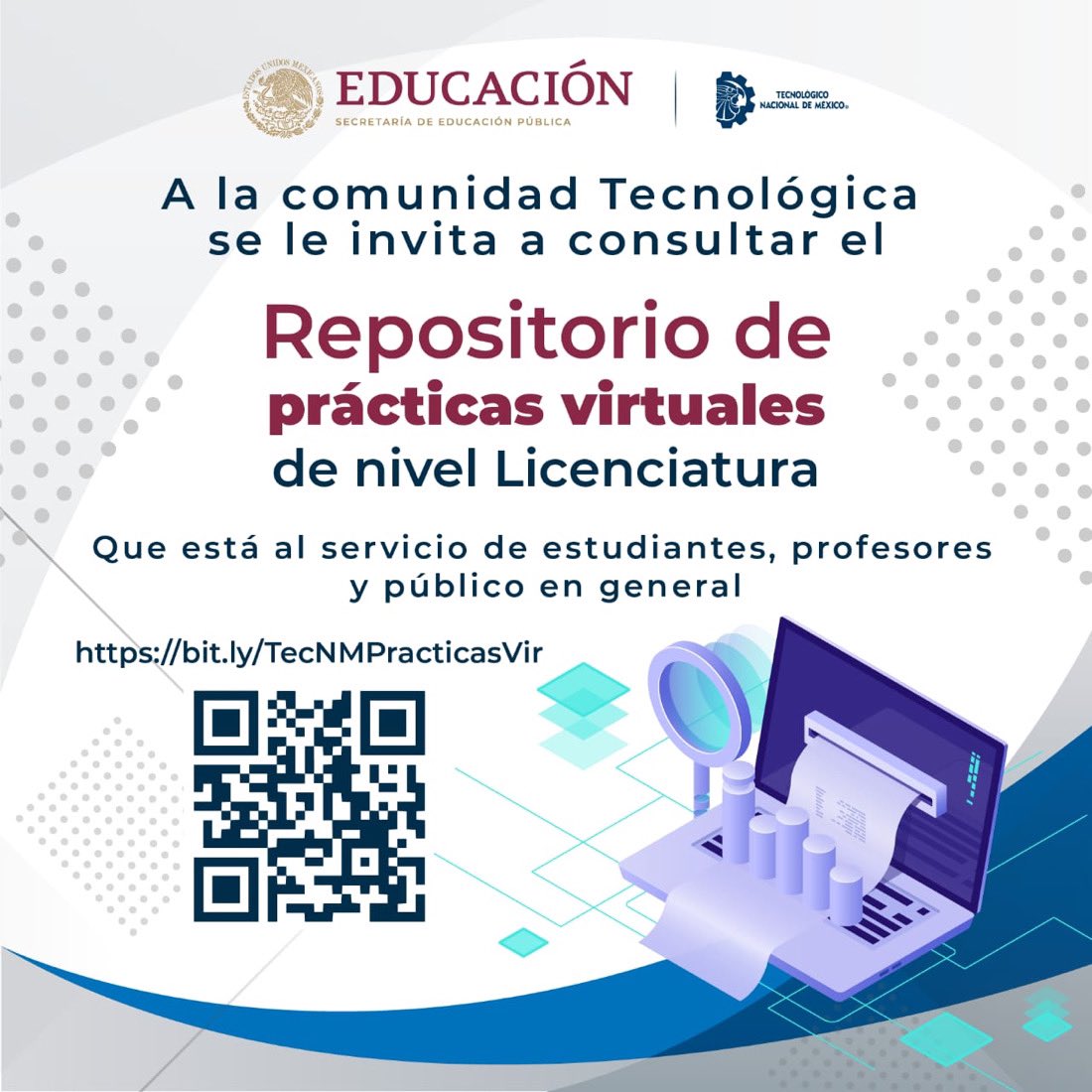 TecNM_MX's tweet photo. El #TecNM, ha puesto a disposición un micrositio en el #TecNMVirtual, servicio de estudiantes, profesores y público en general, en el cual se ofrece un concentrado de prácticas en línea de libre disposición y uso.
¡Consúltalos y aprovéchalos aquí!
👉🏻 https://t.co/wImevtTxdN https://t.co/IU9x1I2Y7t