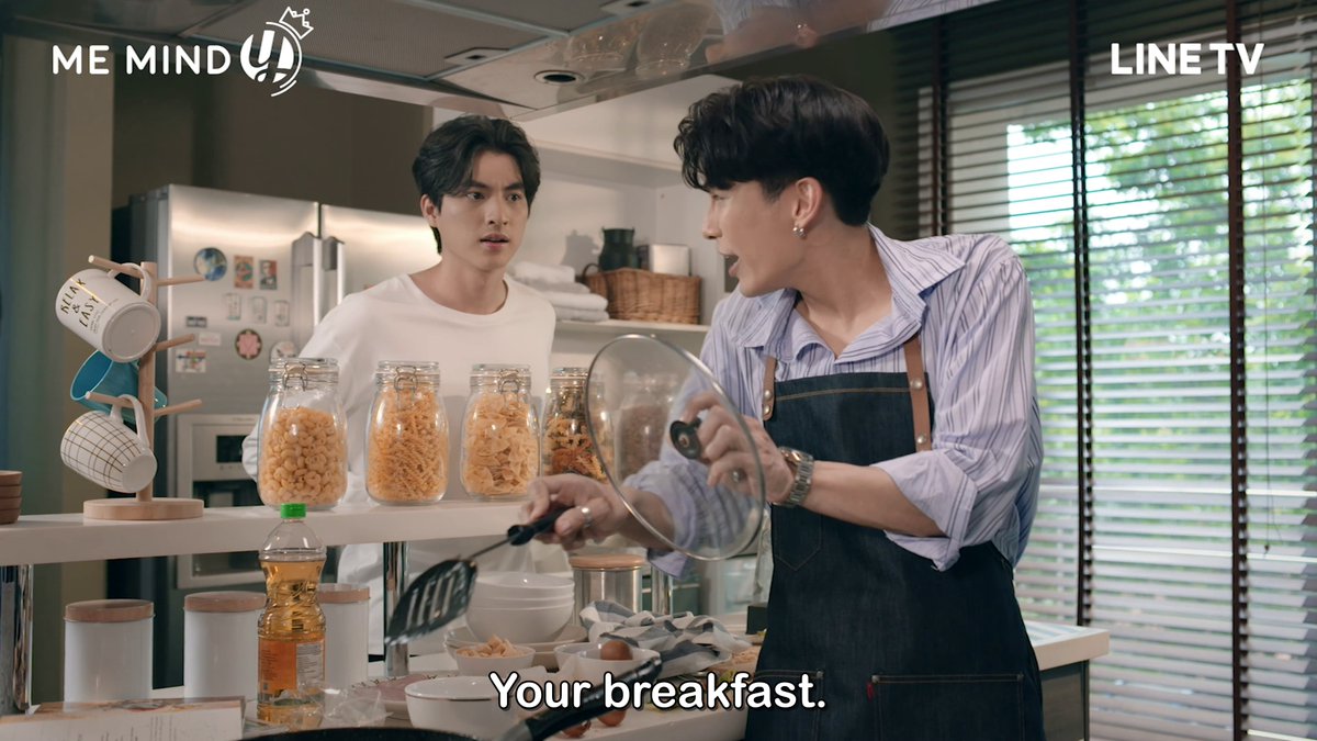 In the meantime, Tharn is cooking him a meal to make amends about the argument they had last night. Next, the focus shifts to the couple living next door - one of them is also waking up and the other one is making breakfast for him.