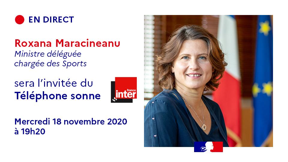 .<a href="/RoxaMaracineanu/">Roxana Maracineanu</a> sera en direct sur <a href="/franceinter/">France Inter</a> dès 19h20 pour répondre aux questions des auditeurs. 
Au programme :
- La reprise du sport
- Les aides économiques pour le sport professionnel, le sport associatif et le secteur marchand